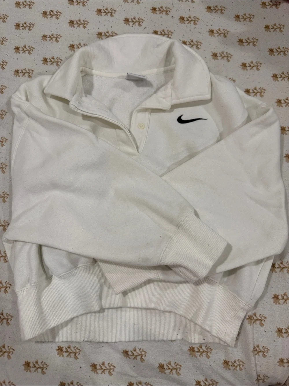 Nike White Crew Pullover Sweatshirt with Black Swoosh